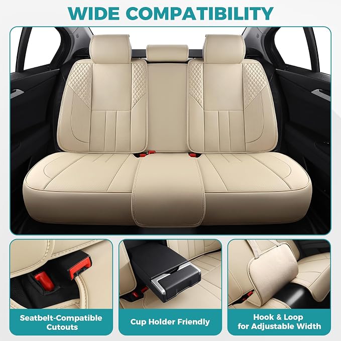 Universal Faux Leather Seat Covers — Beige
