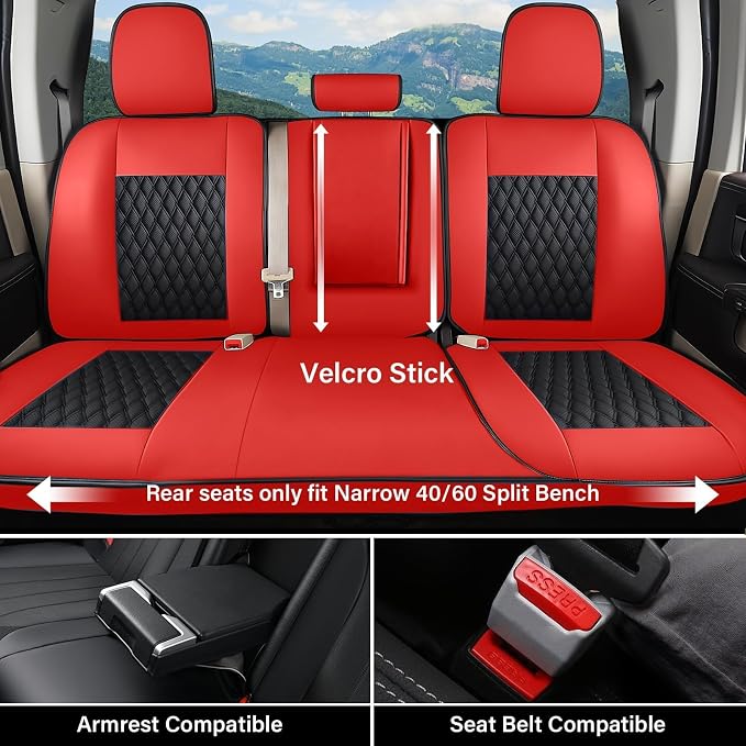 Faux Leather Seat Covers for Chevrolet Silverado / GMC Sierra — Full Set — Red