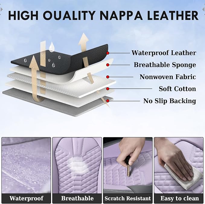 Universal Seat Covers — Full Set — Gray / Purple