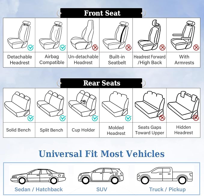 Universal Seat Covers — Front Seat — Red