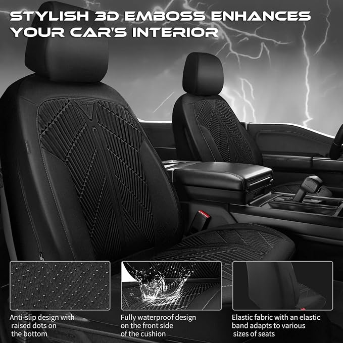 Universal Neoprene Seat Covers — Full Set — Black
