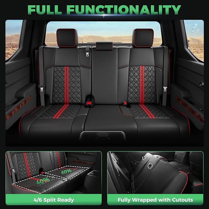 Seat Covers for Toyota Tacoma — Full Set — Black / Red