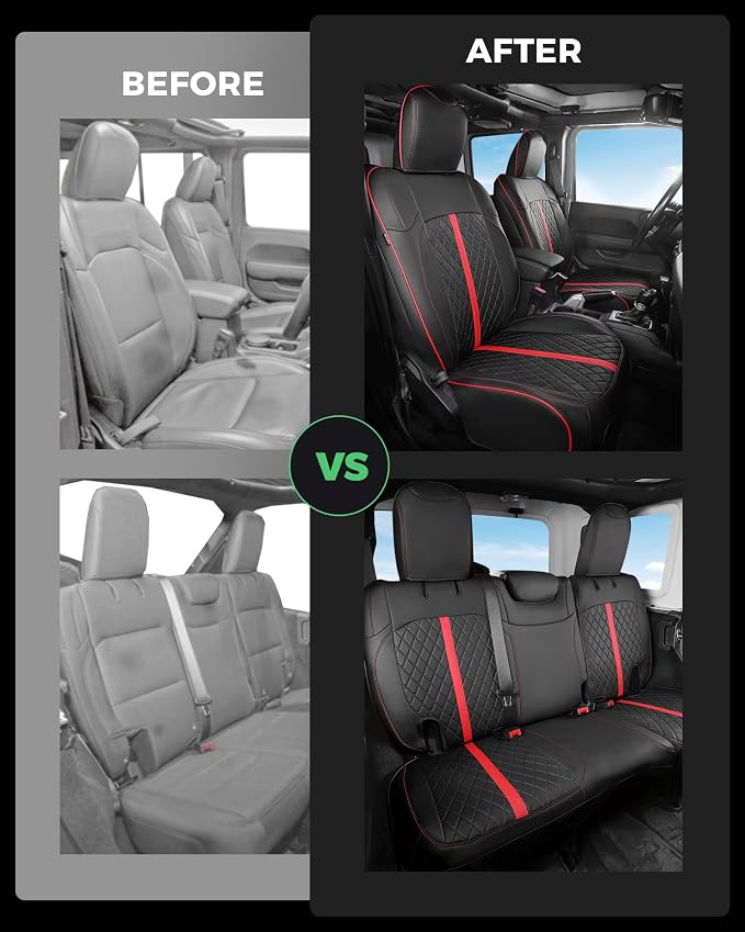 Seat Covers for Jeep Wrangler — Full Set — Black / Red