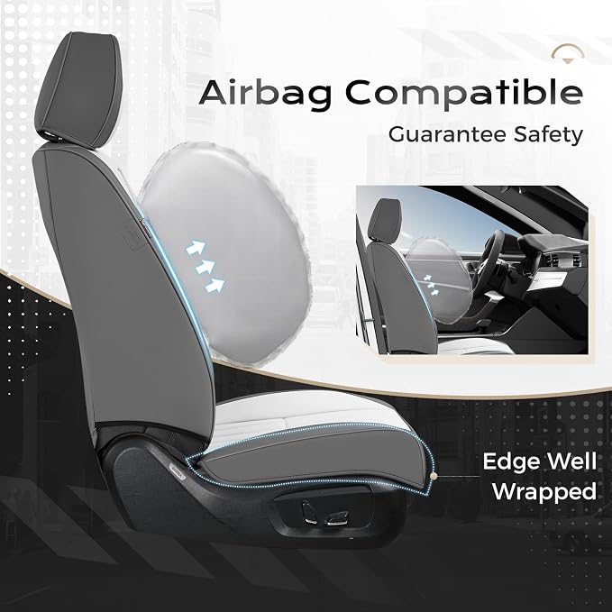 Universal Seat Covers — Full Set — Gray / White