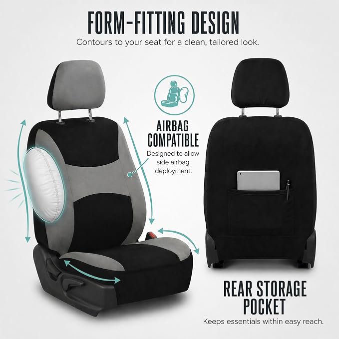 Universal Seat Covers — Gray / Black