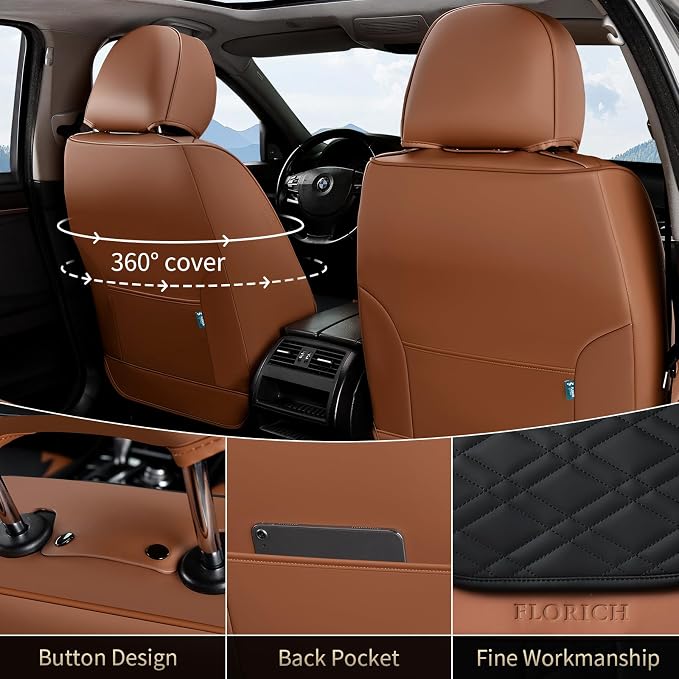 Universal Seat Covers — Full Set — Brown
