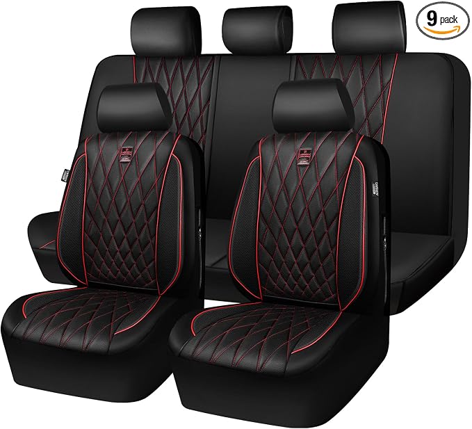 Universal Seat Covers — Full Set — Black / Red
