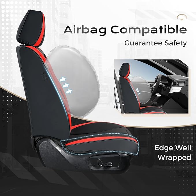 Universal Seat Covers — Full Set — Black / Red