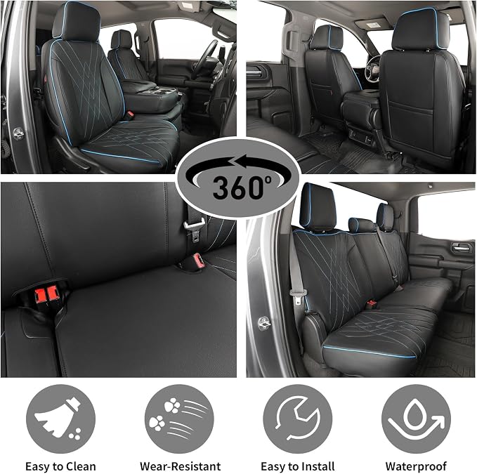 Faux Leather Seat Covers for Chevrolet Silverado — Black / Blue