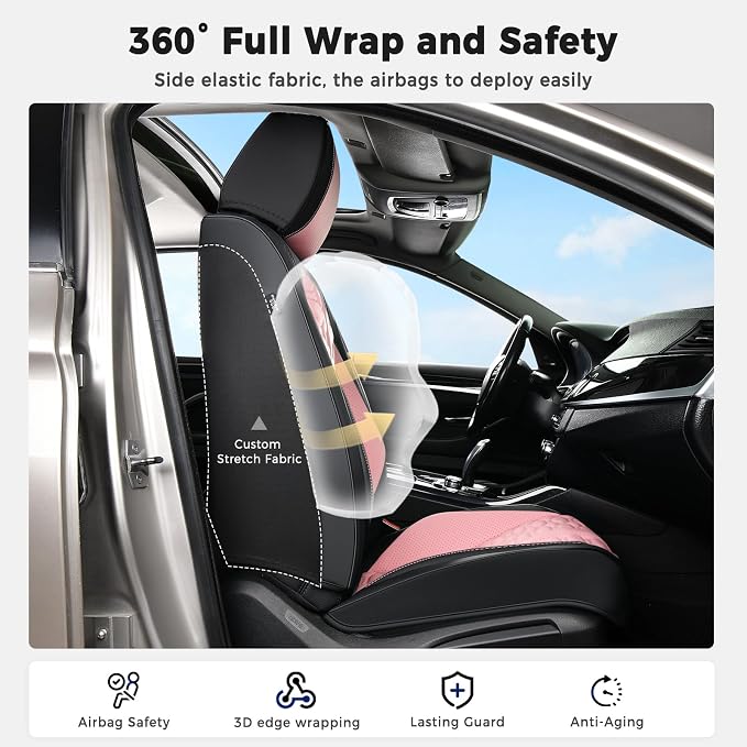 Universal Seat Covers — Front Seat — Black / Pink