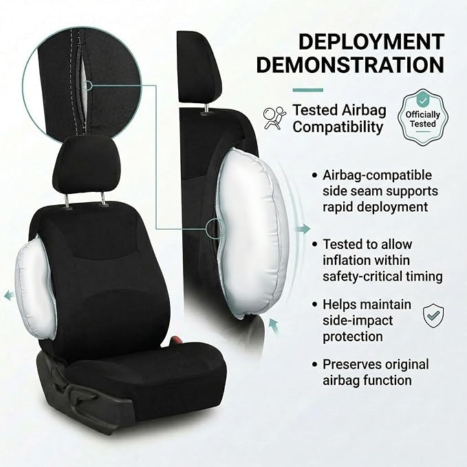 Universal Fabric Seat Covers — Full Set — Black