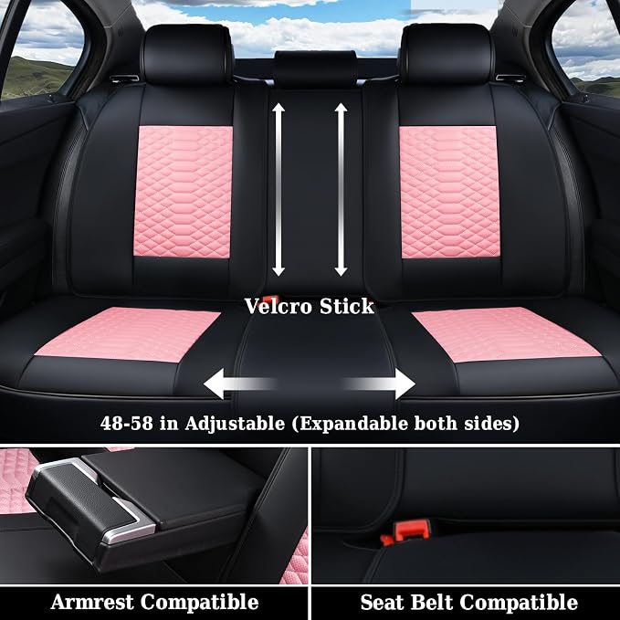 Universal Seat Covers — Full Set — Black / Pink