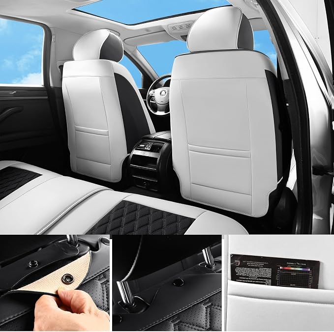 Universal Seat Covers — Full Set — White / Black
