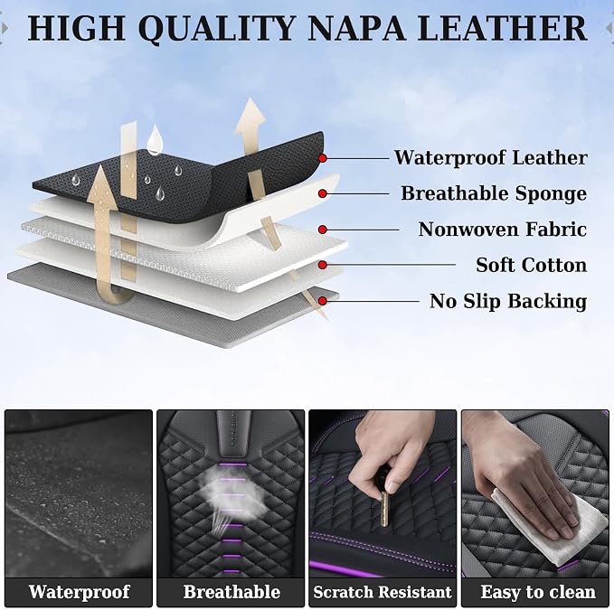Universal Seat Covers — Full Set — Black / Purple