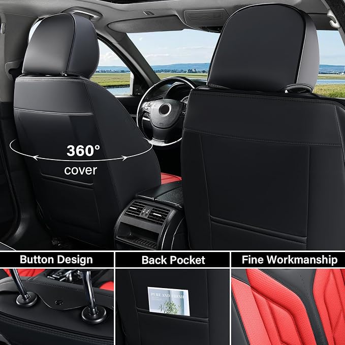 Universal Seat Covers — Full Set — Black / Red