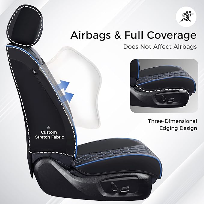 Universal Seat Covers — Full Set — Blue / Black