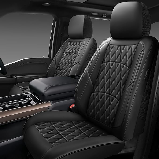 Universal Faux Leather Seat Covers — Front Seat — Black