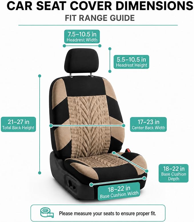 Universal Seat Covers — Front Seat — Beige