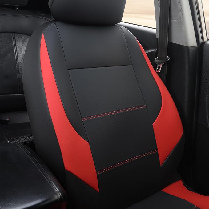 Faux Leather Seat Covers for Multiple Vehicles — Front Seat — Red / Black