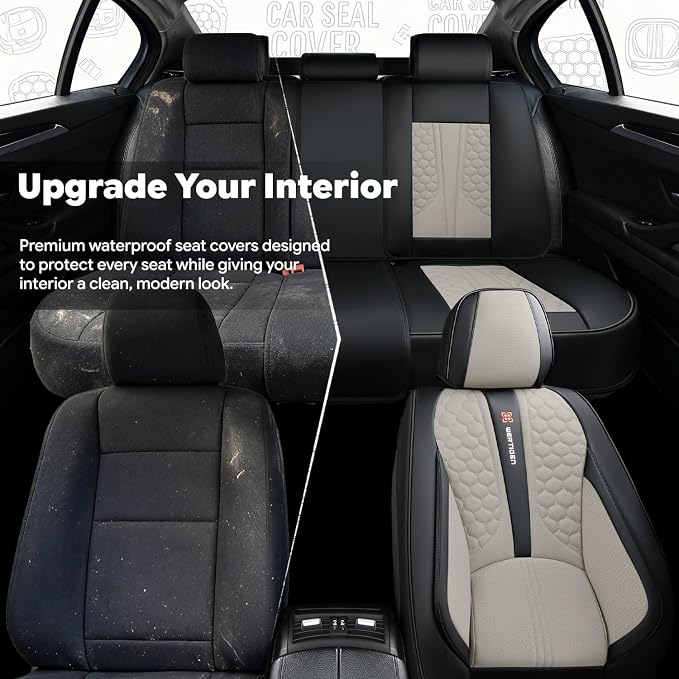 Faux Leather Car Seat Covers — Black / Gray