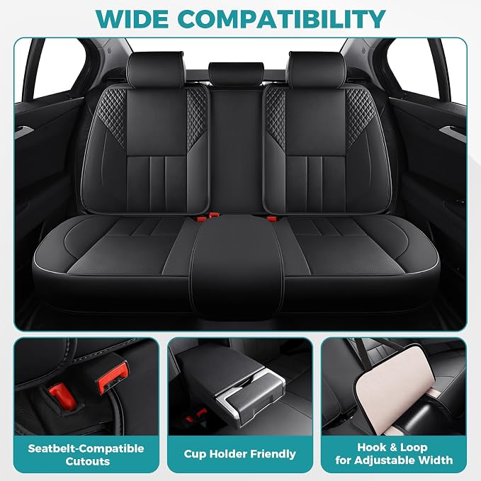 Universal Faux Leather Seat Covers — Black