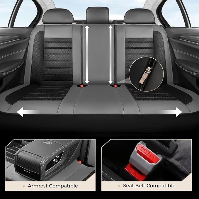 Fabric Car Seat Covers — Full Set — Black / Gray