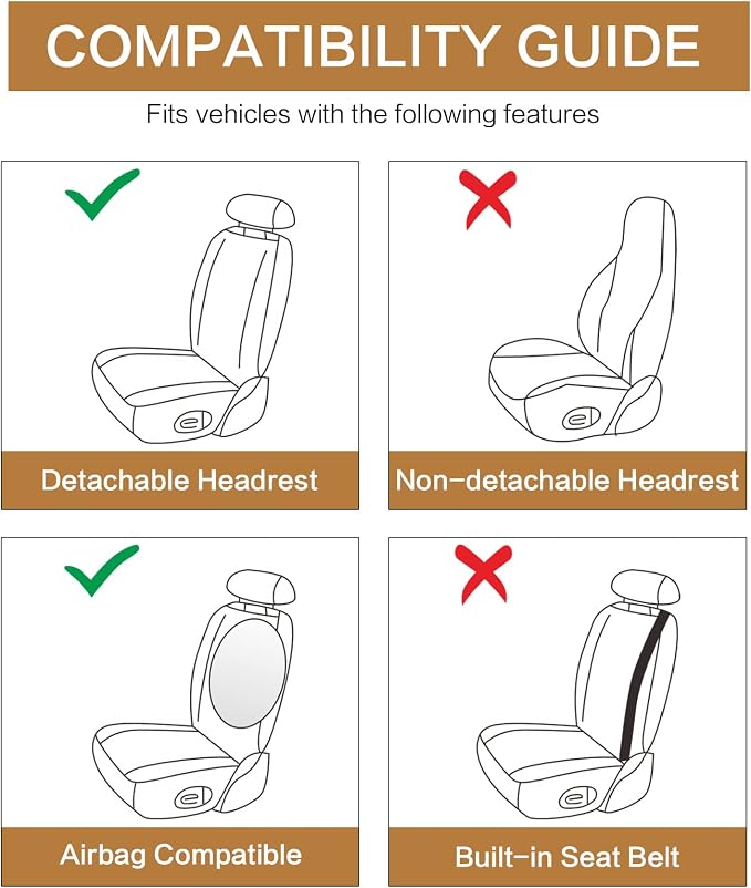 Universal Faux Leather Seat Covers — Full Set — Gray