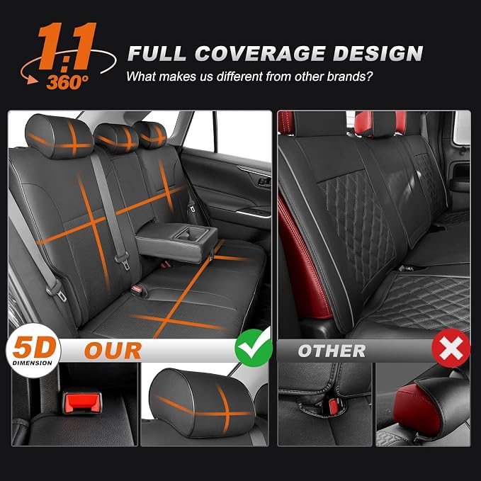 Faux Leather Seat Covers for Toyota RAV4 — Full Set — Black