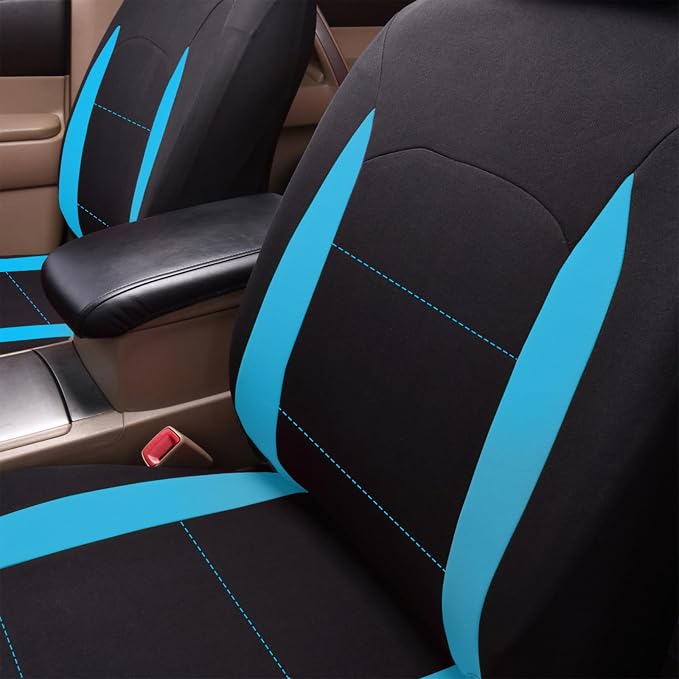 Fabric Car Seat Covers — Full Set — Black / Blue