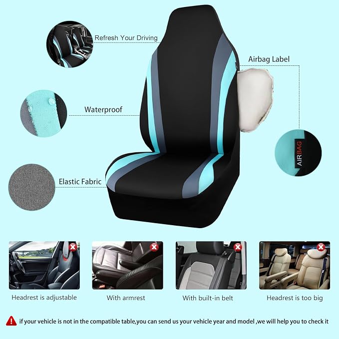 Universal Neoprene Seat Covers — Front Seat — Black