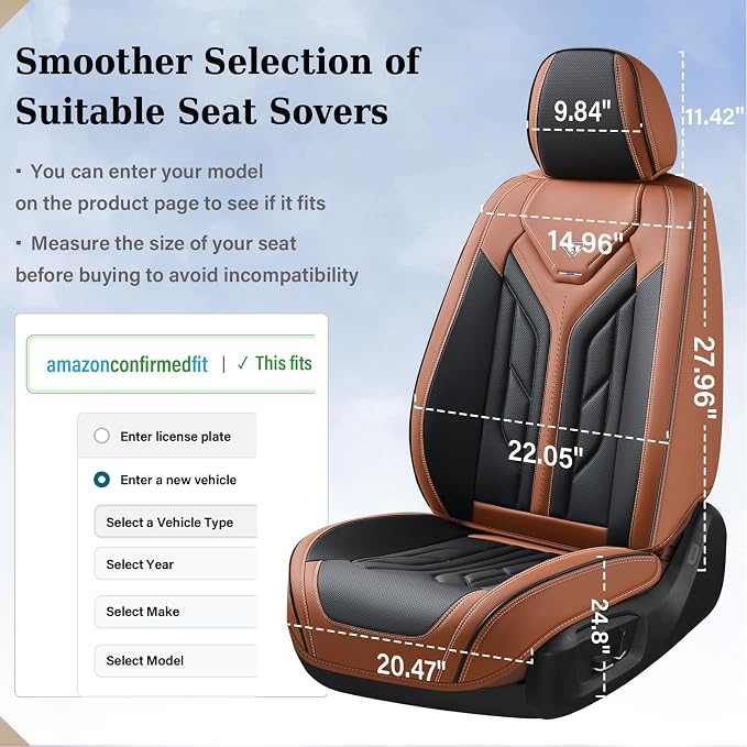 Universal Seat Covers — Full Set — Black / Brown