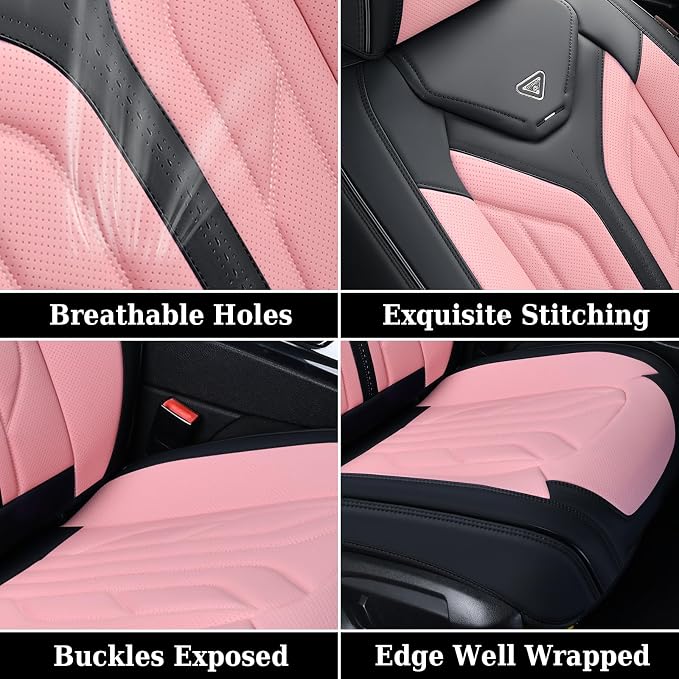 Universal Seat Covers — Front Seat — Black / Pink