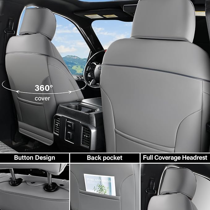 Faux Leather Seat Covers for Chevrolet Silverado / GMC Sierra — Full Set — Gray