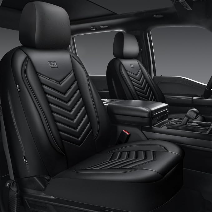 Universal Faux Leather Seat Covers — Front Seat — Black