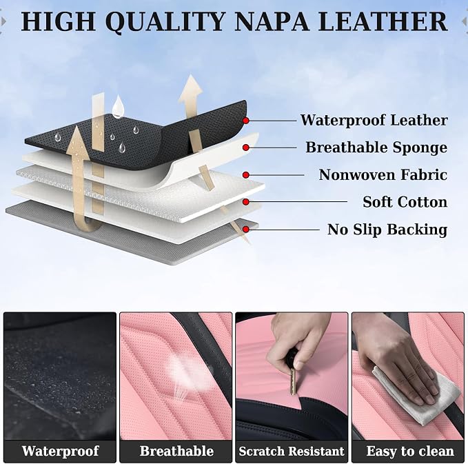 Universal Seat Covers — Full Set — Black / Pink