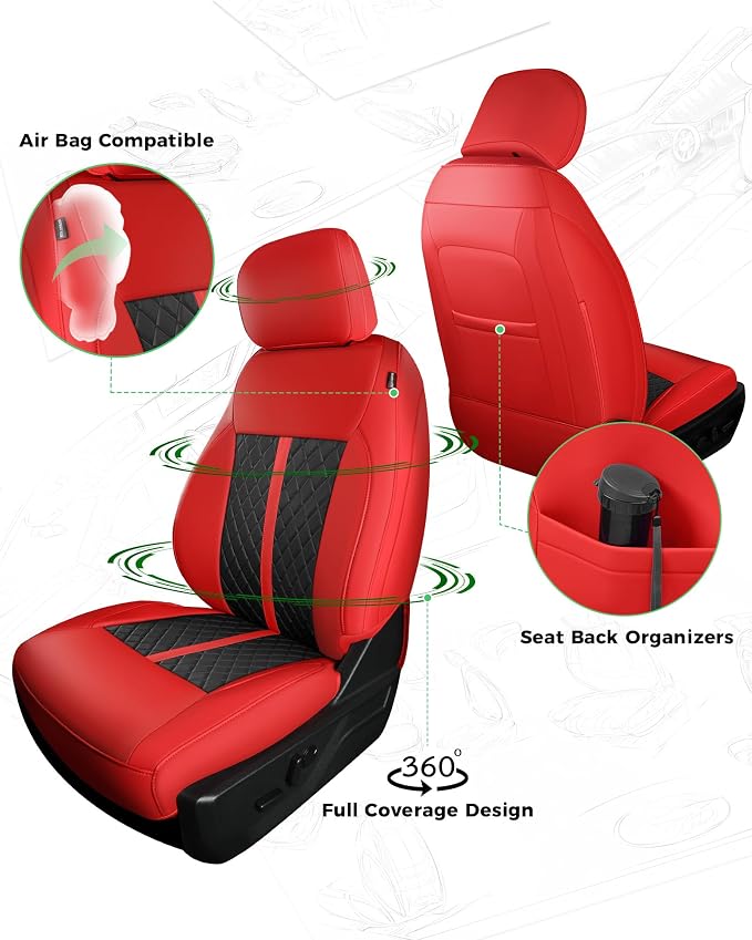 Seat Covers for Multiple Vehicles — Full Set — Red / Black