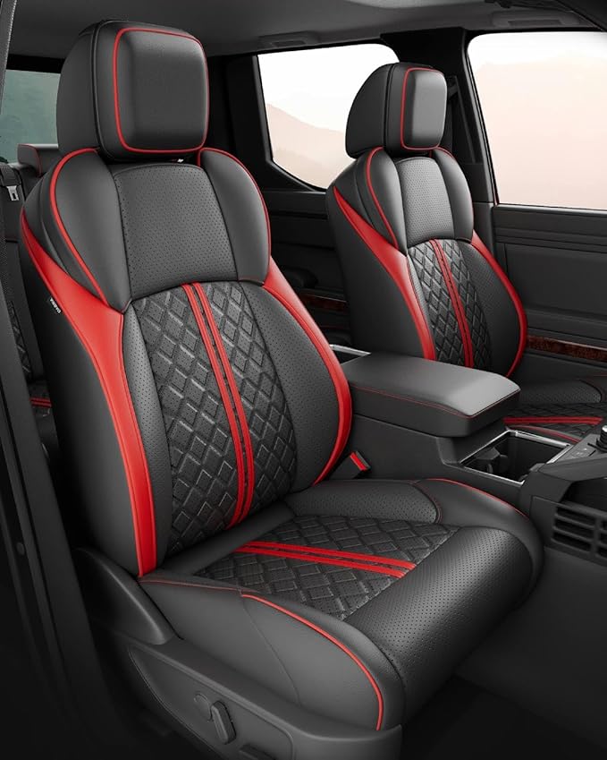 Seat Covers for Toyota Tacoma — Full Set — Black / Red