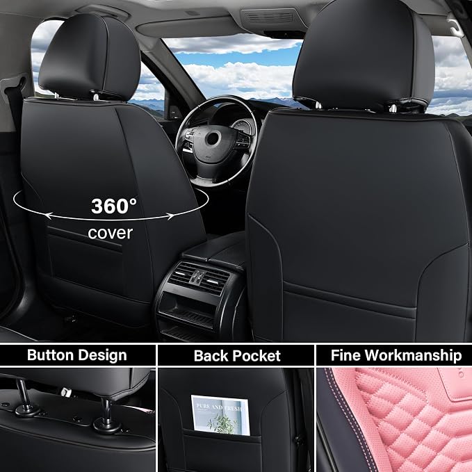 Universal Seat Covers — Front Seat — Black / Pink