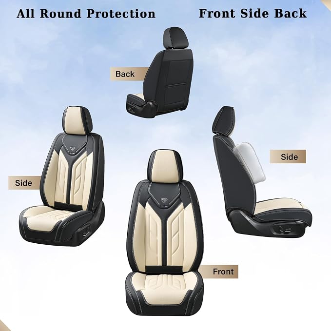 Universal Seat Covers — Full Set — Black / Beige