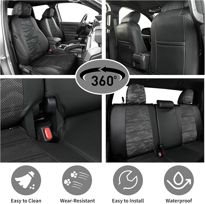 Faux Leather Seat Covers for Toyota Tacoma — Full Set — Black / Gray