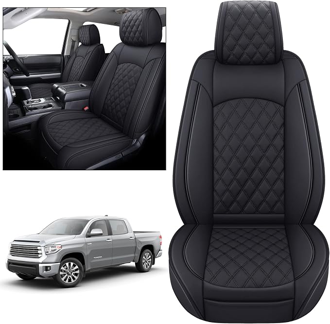Faux Leather Seat Covers for Toyota Tundra — Front Seat — Black