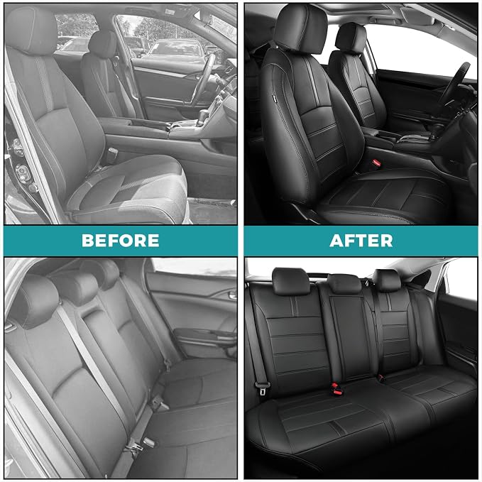 Faux Leather Seat Covers for Honda Civic — Full Set — Black