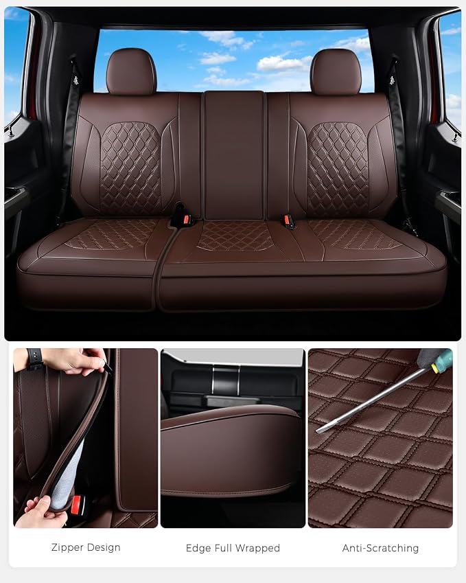 Seat Covers for Multiple Vehicles — Rear Seat — Coffee