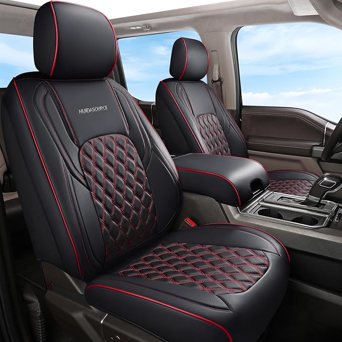 Seat Covers for Multiple Vehicles — Full Set — Black / Red