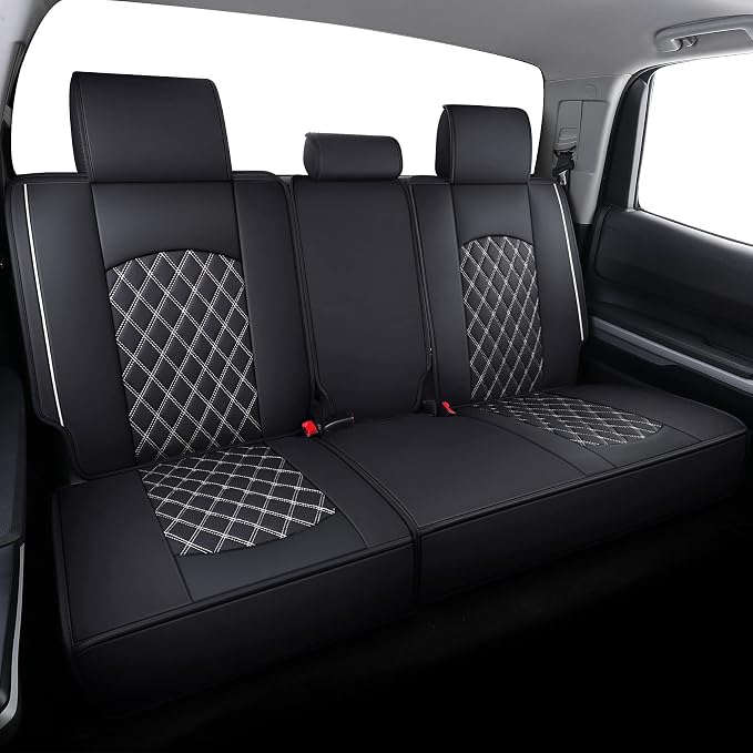 Faux Leather Seat Covers for Toyota Tundra — Full Set — Black / White