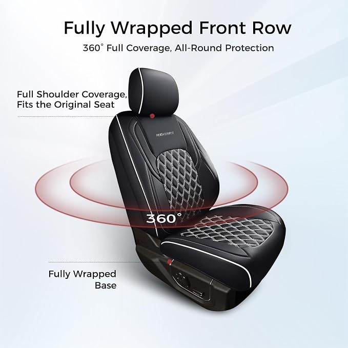 Seat Covers for Multiple Vehicles — Full Set — Black / White