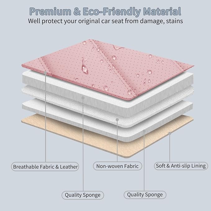 Universal Faux Leather Seat Covers — Full Set — Pink