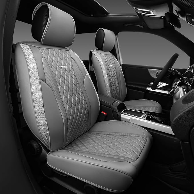 Universal Faux Leather Seat Covers — Full Set — Gray