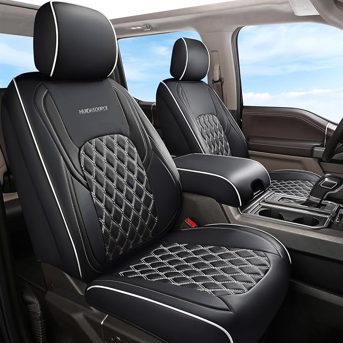 Seat Covers for Multiple Vehicles — Full Set — Black / White