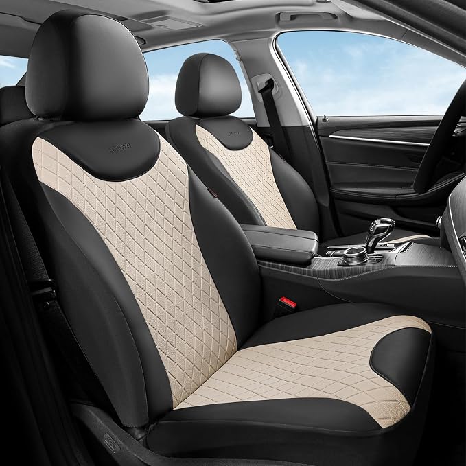 Universal Seat Covers — Front Seat — Black / Beige